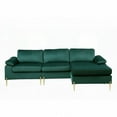 thumbnail image 2 of Shannon Velvet Sectional Sofa with Chaise - Mid-Century Style, Plush Velvet & Solid Wood, 2 of 10