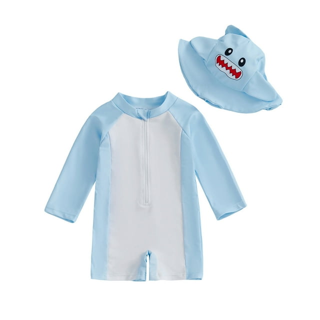 LYHaoo Boys Rash Guard Swim Long Sleeve With UPF Sun And Hat For Toddler Beach Surfing Sizes 0-3 Months
