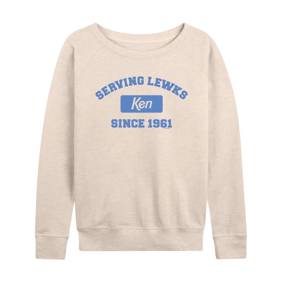 Barbie - Ken Serving Lewks Since 1961 Women's Lightweight French Terry Wide Neck Long Sleeve Graphic Shirt