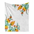 thumbnail image 1 of Japanese Soft Flannel Fleece Blanket, Ornate Japanese Watercolor Flower Motif Environment Inspired Artwork Image Print, Cozy Plush for Indoor and Outdoor Use, 60" x 80", Orange Green, by Ambesonne, 1 of 6