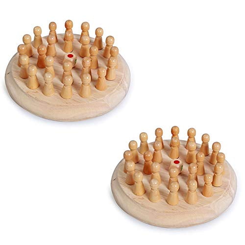 Educational Games for Little Kids, Babies, Toddlers for Playing with Parents, Cognitive Developmental Games, Wooden Educational Games (Memory Chess Game Pack of 2)