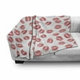 thumbnail image 3 of Feminine Soft Flannel Fleece Throw Blanket, Pattern of Lipstick Kiss Marks Woman Valentines Wedding Theme Illustration, Cozy Plush for Indoor and Outdoor Use, 50" x 70", White Red, by Ambesonne, 3 of 6