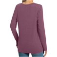 thumbnail image 5 of XFLWAM Womens Fall Long Sleeve Casual Tunic Tops Crew Neck T Shirts Loose Fit Front Twist Knot Blouse Purple S, 5 of 7