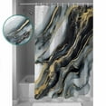 thumbnail image 4 of Abstract Art Marble Texture Shower Curtain, 48" x 72", Gold Black Grey Gradient Modern Art Waterproof Bathroom Curtain Washable Shower Curtain Set with 12 Hooks, 4 of 6