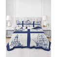 thumbnail image 3 of Nautical Navy Twin XL Size Down Alternative Comforter, Lightweight Comforter Quilt Bedding Set with Pillow Shams Blue Lighthouse Boat Compass Ocean All Seasons Bed Comforter Duvet Insert 68"x98", 3 of 7
