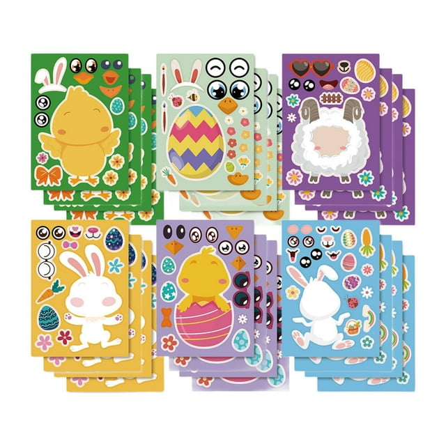 24 piezas de pegatinas para hacer una cara, pegatinas de Pascua, pegatinas de fiesta de Pascua para actividades educativas, manualidades, niños