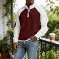 thumbnail image 2 of Jalioing Sweatshirts for Men Casual Color Block Half Zip Stand Collar Texture Pullover Shirt Fashion Long Sleeve Tops, 2 of 6