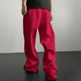 thumbnail image 4 of Baggy Sweatpants Men Wide Leg Sweats Pants Loose Cotton Open Bottom Joggers with Pockets Y2k Tall Trousers Streetwear Red XL, 4 of 8