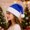 Blue, variant on Plush Santa Hat with White Faux Fur Trim, Classic Christmas Party Costume Accessory for Adults Holiday Decorations One Size