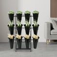 thumbnail image 3 of White / Black Flower Display Stand with 12pcs Bucket,4 Wheels Plant Stand,41.34in Tall Flower Cart 3 Tier Flower Shelf for Florist Garden Patio, 3 of 27