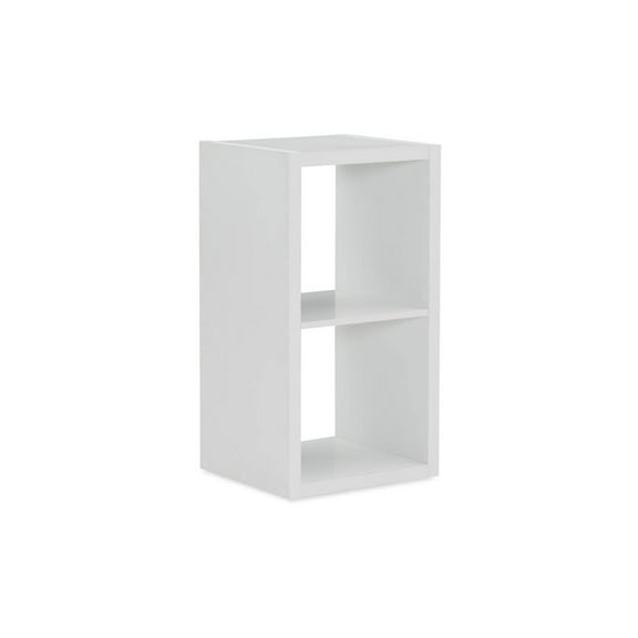 Cubby Storage Cabinet - White Floor Mount Shelf Unit - 2 Tier Organizer - 13.5" x 14.5" x 13.5"