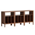 thumbnail image 3 of Joyyskill Modern Record Player Stand, Vinyl Record Storage Cabinet with Open Shelf, Wood Records Player Table Cube Storage Organizer, Brown, 3 of 6