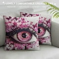 thumbnail image 3 of PHYHOO  Butterflies Throw Pillow Cushion Cover, Fairy Female Eye with Butterflies Eyelashes Mascara Stare Party Makeup, Decorative Square Accent Pillow Case,  Pale Pink White, 3 of 5
