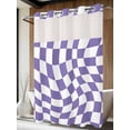 thumbnail image 4 of Purple White Checkered No Hook Shower Curtain Waterproof, Bathroom Curtains with Snap in Liners and See Through Top Window, Modern Irregular Geometric Hotel Style Bathtub Curtains Shower 60"Wx72"L, 4 of 8
