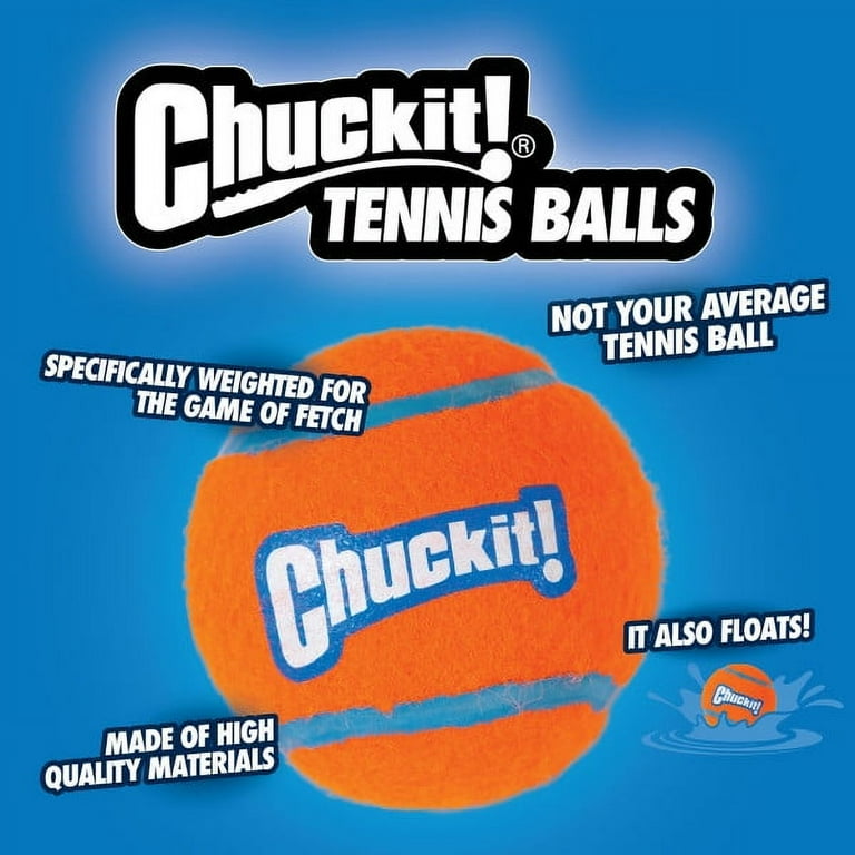 Chuckit Durable Rubber Tennis Ball Dog Toy Medium 2.5 for Dogs 20 60 lb Pack of 4 Orange Walmart