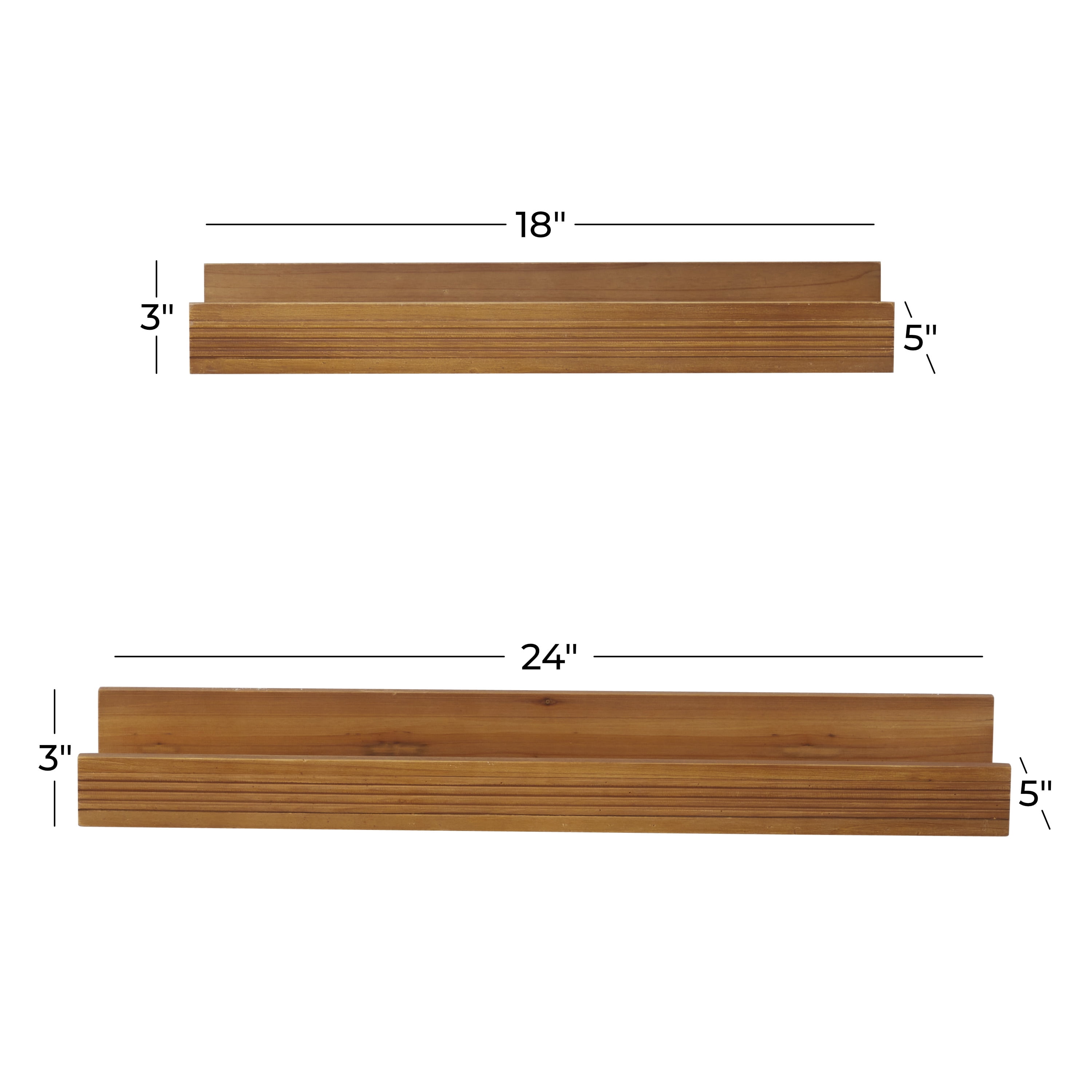 CosmoLiving by Cosmopolitan 24", 18"W 2-Tier Brown Wall Shelf with Lip (2 Count)