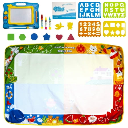 Aquadoodle Mat - |1 Large Aquadoodle Mat + A bonus Magnetic Drawing Board toy| Magic Doodle Aqua Mat & Magna Drawing Board/ Pad | 2 toys + many accessories | For boys & girls, Ages 3,4,5,6...18, toddler to teen|