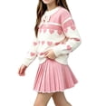 thumbnail image 3 of Agkizg Kids Girls Clothing Set Pullover 2 Piece Outfit Knit Crewneck Top Midi Skirt Casual Set, 3 of 6