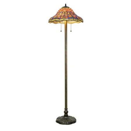 Bronze Peacock - Serena d'italia Tiffany 2 light Peacock 58 in. Bronze Floor Lamp