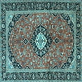 thumbnail image 1 of Ahgly Company Indoor Square Medallion Light Blue Traditional Area Rugs, 4' Square, 1 of 4