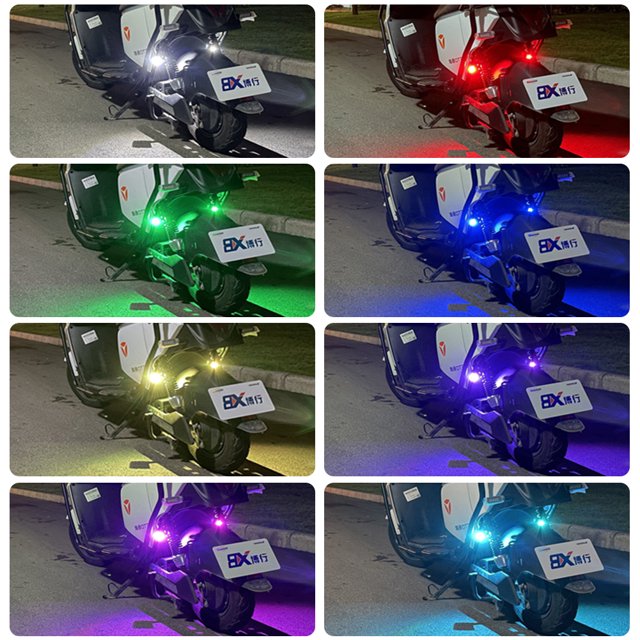 Luz trasera para bicicleta, 8 colores, luz de avión para motocicleta con control remoto (magnético)