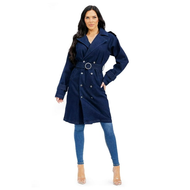 Gabardina de mezclilla Roman Fashion /Juvenil, DC001 (Mezclilla tono oscuro) azul oscuro G