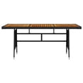 thumbnail image 2 of vidaXL Garden Table Black 160x70x72 cm Poly Rattan & Solid Acacia Wood, 2 of 4