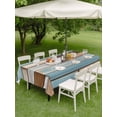 thumbnail image 5 of 54x80 Inch Outdoor Tablecloth with Umbrella Hole Zipper Rectangle Blue Beige Brown Vintage Rectangular Tablecloths Outside Waterproof Retro Farmhouse Elegant Pastoral Patio Table Cover for Picnic, 5 of 8