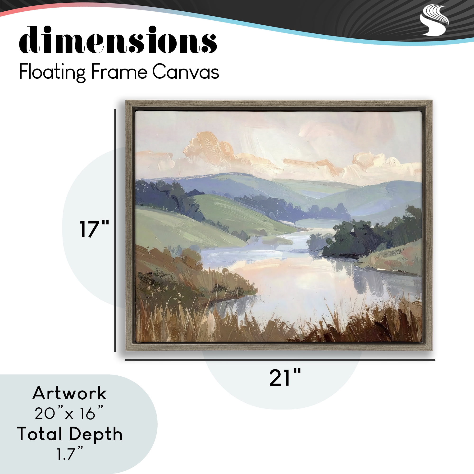 Stupell Industries Muted Distant Mountains Brown Framed Floater Canvas Wall Art, design by Alonza Saunders