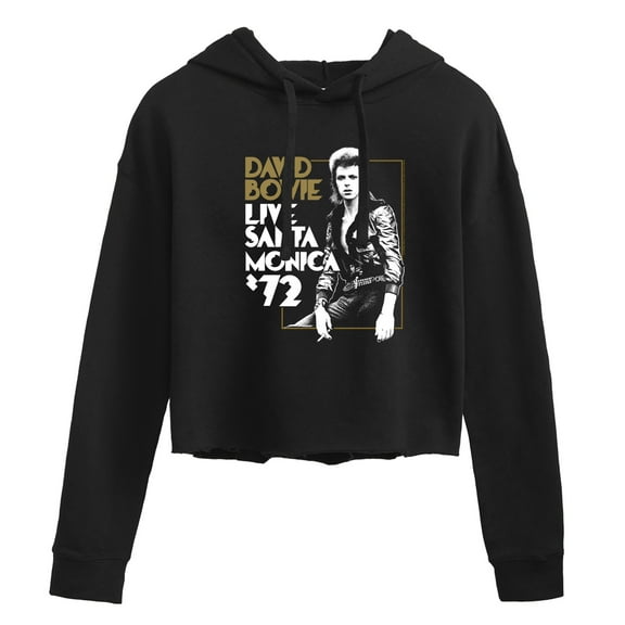 David Bowie - Bowie Santa Monica  - Juniors Cropped Pullover Hoodie