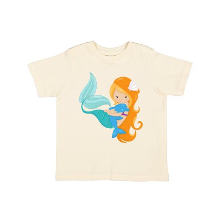 

Inktastic Mermaid And Dolphin Mermaid With Orange Hair Gift Toddler Toddler Girl T-Shirt