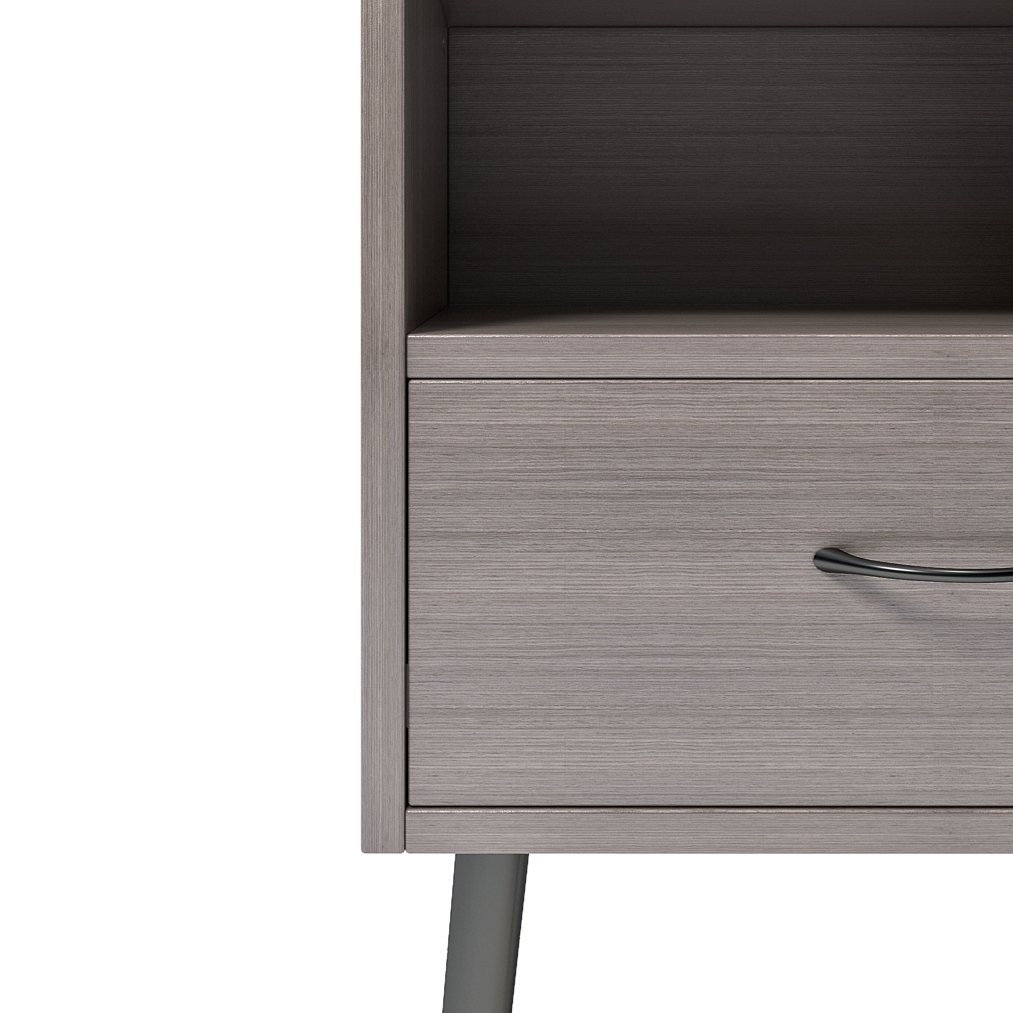 2 Set of Nightstand, Modern Style Bedside Table With Storage Drawers And Open Wooden Shelves, Suitable For Living Rooms, Bedrooms And Small Spaces