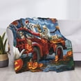 thumbnail image 3 of Yiaed Halloween Pets Pumpkins Print Blanket Throw Blanket Soft Cozy Flannel Blanket for Home Bed Sofa Couch Chair-50"x40", 3 of 6