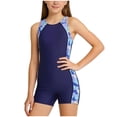 thumbnail image 2 of ATOGUTA Swimsuit Girl Sleeveless Bathing Suits Kids Sport Summer Beach Swimwear Size 5T-15, Dark Blue, 2 of 6