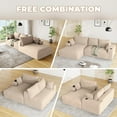 thumbnail image 6 of Wiilayok 113" L-Shape Cloud Sectional Couch with Oversized Chaise,Corduroy Fabric Modern Modular Sofa with Cup Holder, Comfy Boneless Upholstered Couches for Living Room Bedroom,Light Brown, 6 of 7
