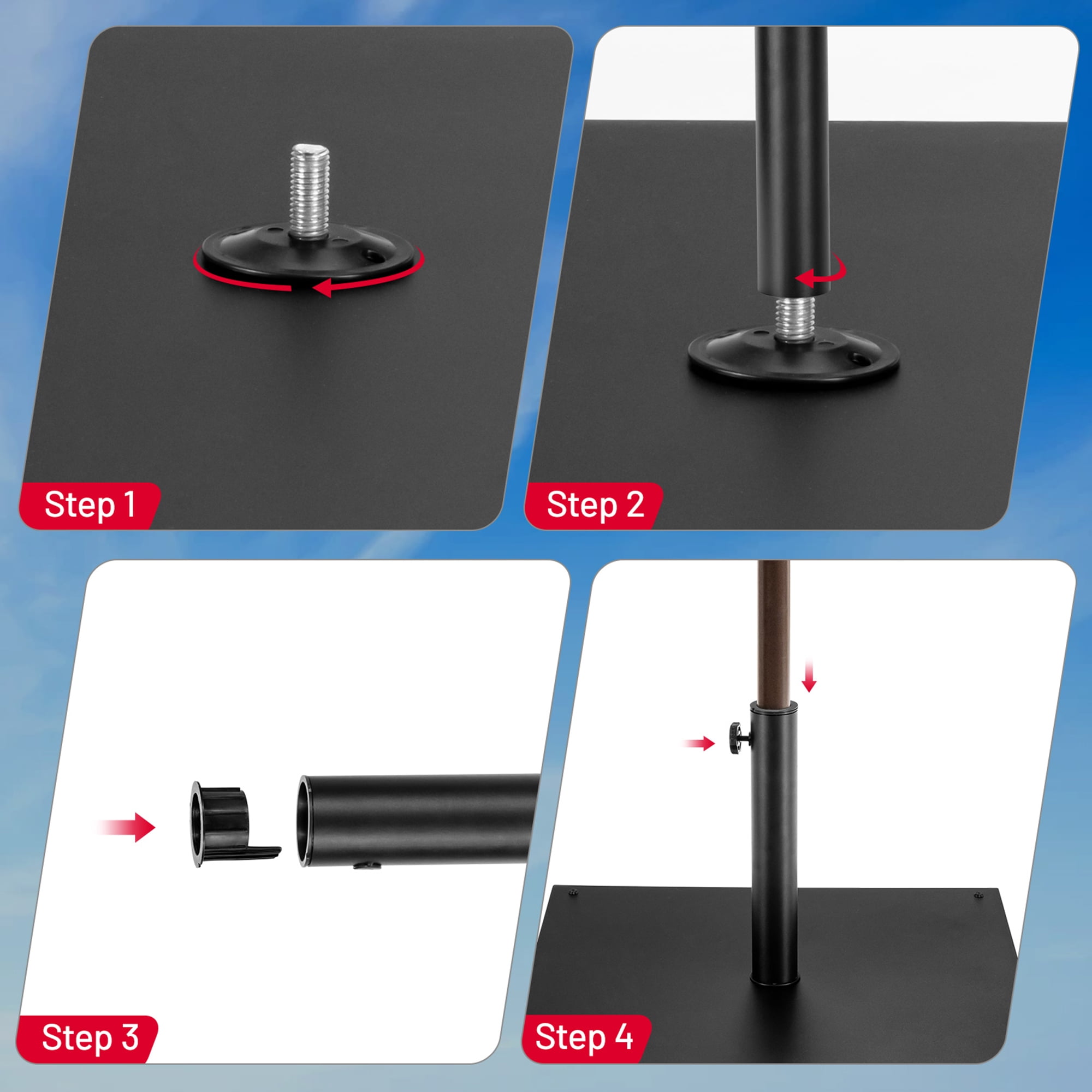 Gymax Square Weighted Patio Umbrella Base Stand 40 lbs Outdoor w/ 3 Adapters