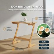 GVN Sofa Table, Side Table, Sofa Side Table,Bamboo Z-Shaped Spacious Sofa Side Table with Space-Saving Tabletop-Natural