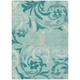 thumbnail image 2 of HomeRoots 585818 9 x 12 ft. Floral Washable Indoor & Outdoor Rectangle Area Rug, Teal Blue, Aqua & Beige, 2 of 5