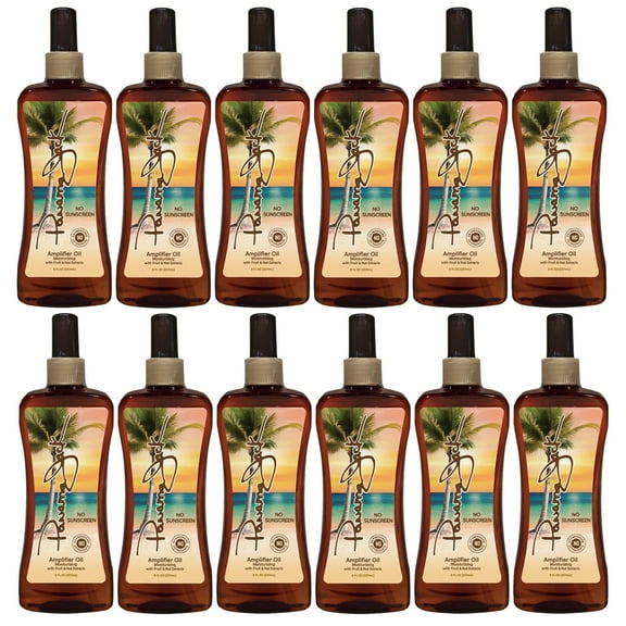 Panama Jack Amplifier Suntan Oil - Contains No Sunscreen Protection (0 SPF), Light Formula with Exotic Oils, Fruit and Nut Extracts, Tropical Fragrance, 8 FL OZ (Pack of 12)