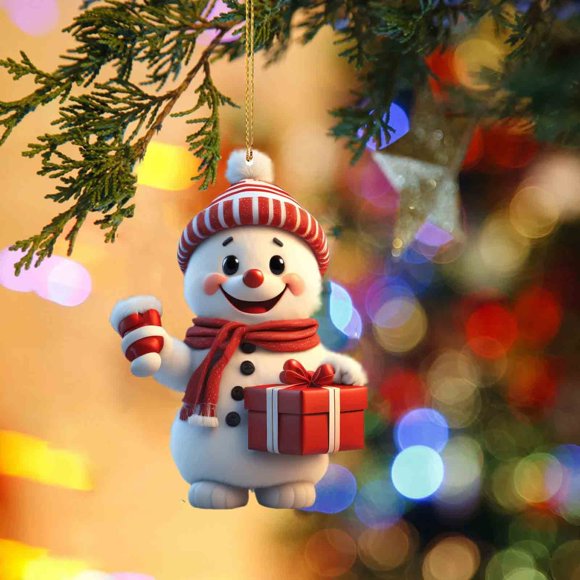 Christmas Car Decoration Pendant for Scene Layout Features Snowman Design for Festive Vibes Made from Sturdy Acrylic for Durability Reusable for Multiple Seasons