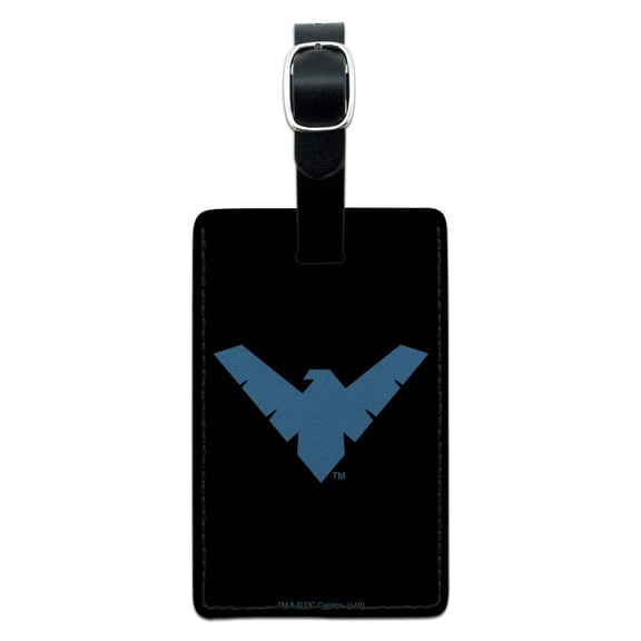 Batman Nightwing Logo Rectangle Leather Luggage Card Suitcase Carry-On ID Tag
