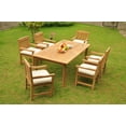 thumbnail image 2 of Teak Dining Set: 6 Seater 7 Pc: 117" Double Extensions Rectangle Dining Table & 6 Devon Arm/Captain Chairs Outdoor Patio Grade-A Teak Wood WholesaleTeak #WMDSDVt, 2 of 6