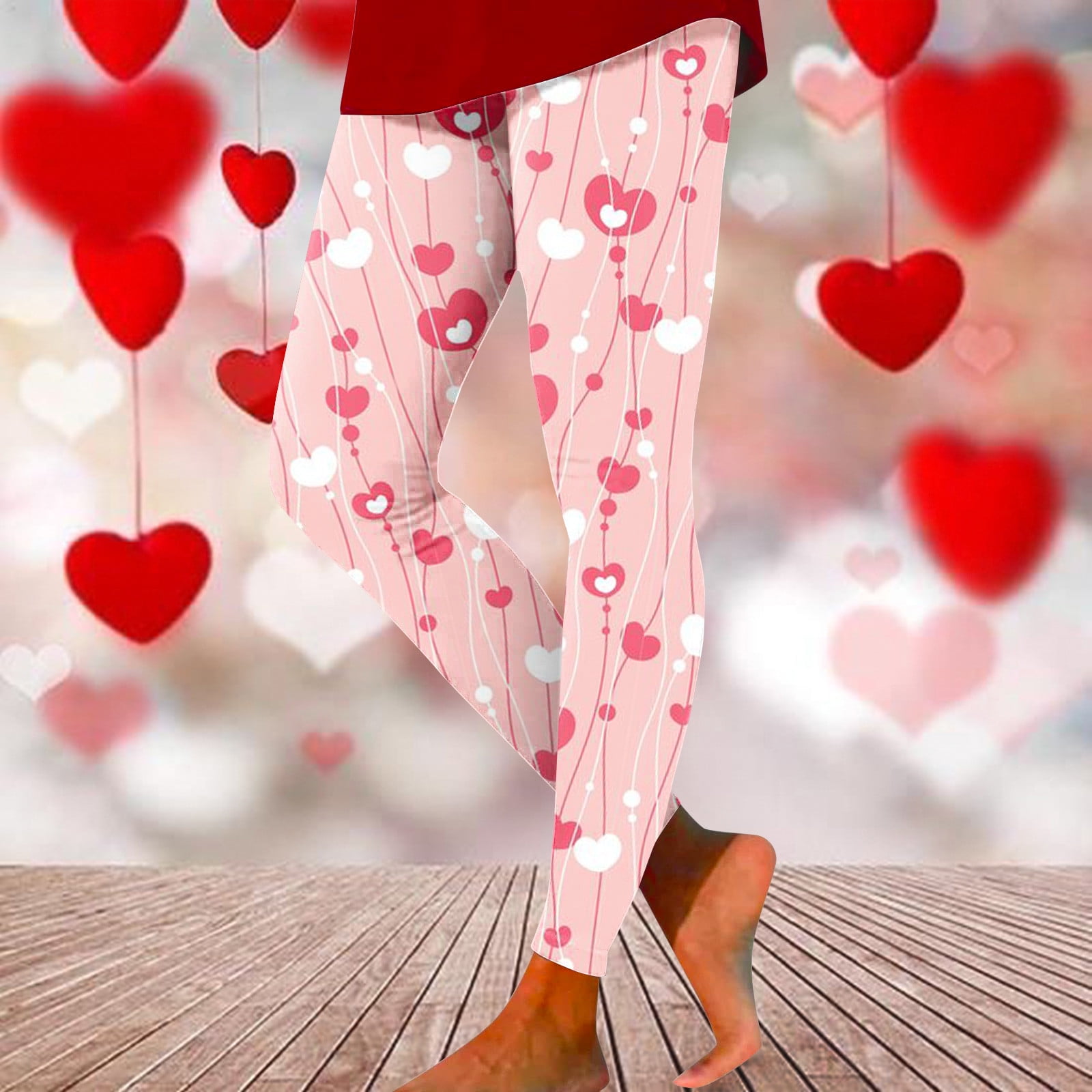 Girls Lace Heart Leggings - Valentine Cutie
