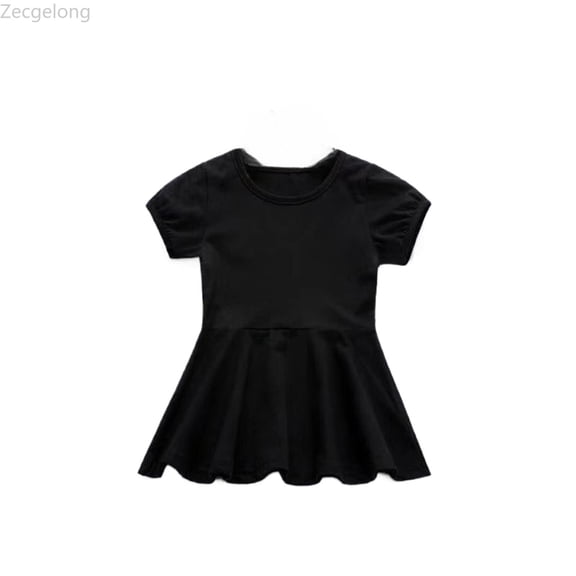 Zecgelong Girls Summer Dresses Casual Dress For Baby Toddler Girls Pure Color Elastic Waist Outdoor Play Dress For 5 Months To 4 Years Girls Dresses Size 18-24 Months Black