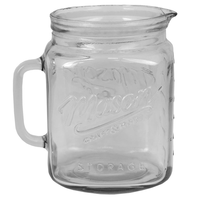 67.7 oz Glass Mason Jar Pitcher with Measurement Markings and Easy Grip Handle, Clear | Food Prep | Shop Home Basics