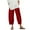 Red, variant on Maean Loose Pants for Women Summer Casual Elastic Waist Wide Leg Solid Color Capri Trousers with Pockets
