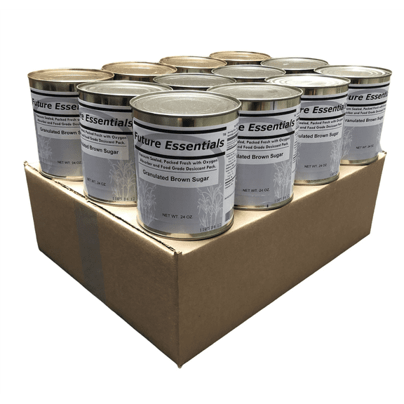 Future Essentials Long Shelf Life Emergency Food Canned Granulated Brown Sugar- 12 Cans