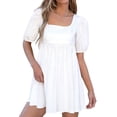 thumbnail image 2 of Aimik Ladies' Square Neckline Short Sleeve Solid Color Short Dress Summer Casual and Loose Womens Short Dress, 2 of 6