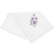 PENIKOKO 1Pack Cotton Handkerchief Square Lace Embroidery Purple Wedding Daily Use 11.4In