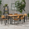 thumbnail image 3 of Veromca Outdoor 6 Seater Wood and Iron Dining Set, Teak and Black, 3 of 20